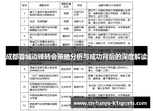 成都蓉城边锋转会策略分析与成功背后的深度解读